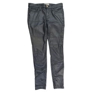 Current/Elliot Jeans Womens Mid Rise The Ankle Skinny Pants Black Coated Size 28